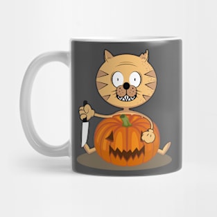 Carving with cat. Halloween. Mug